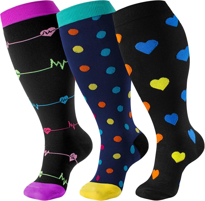cerpite Plus Size Compression Socks Wide Calf for Women & Men 20-30 mmhg-Extra Wide Calf Knee High Support Socks for Nurse - Image 1